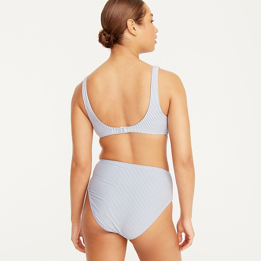 Squareneck bikini top in seersucker | J. Crew US
