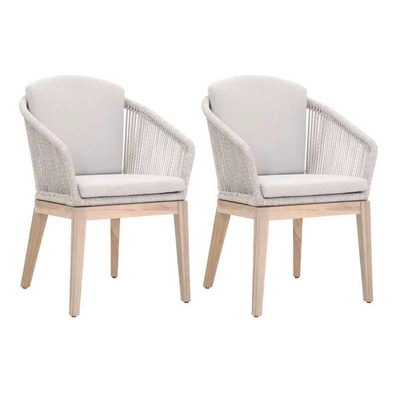Islay Outdoor Arm Chair in Taupe & White Rope and Gray Teak (Set of 2) | Walmart (US)