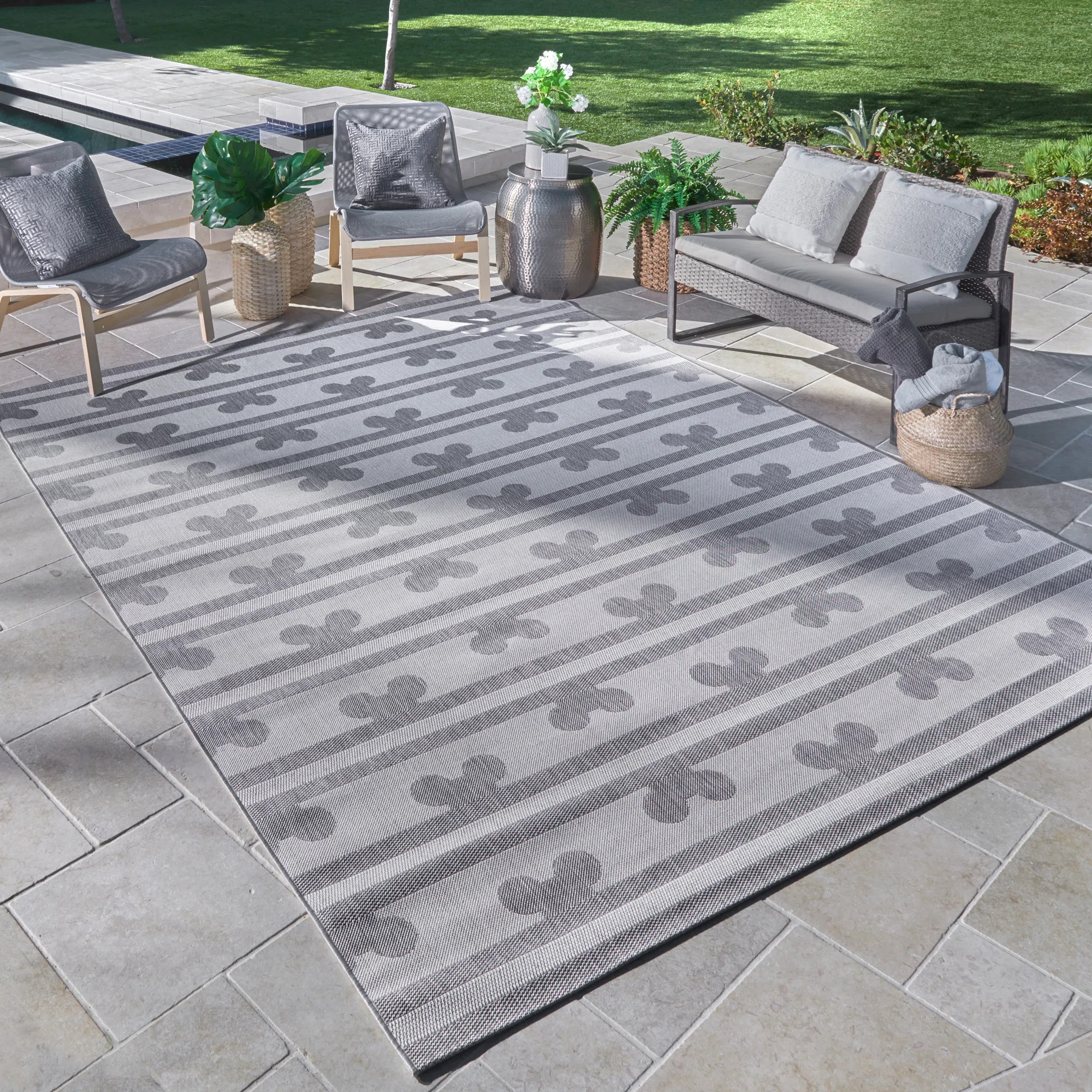 Disney by Gertmenian Mickey Mouse Flatweave Grey Indoor / Outdoor Area Rug | Wayfair | Wayfair North America