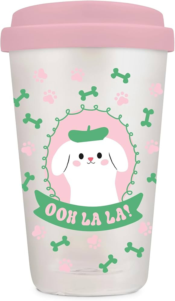 Studio Oh! New Glass Coffee Tumbler with Sip-Through Silicone Lid, Reusable Coffee Cup Glass Bott... | Amazon (US)