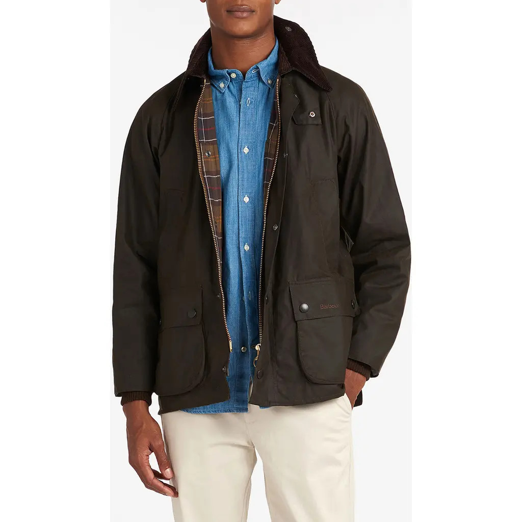 Barbour Classic Bedale Water Resistant Waxed Cotton Jacket in Olive at Nordstrom, Size 40 | Nordstrom