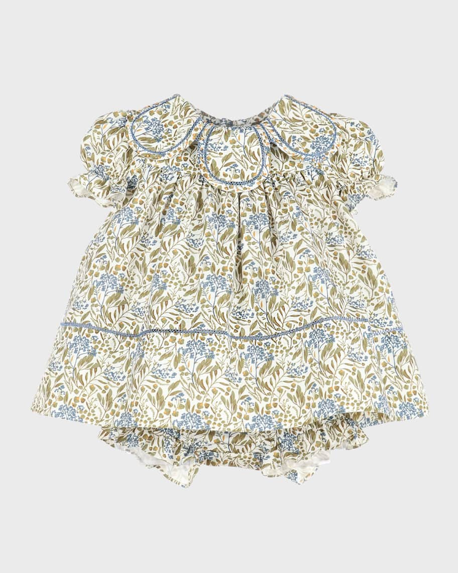 Luli & Me Girl's Floral-Print Petal Float Dress W/ Bloomers, Size 6M-3 | Neiman Marcus