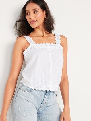 Cropped Embroidered Button-Down Cami Blouse for Women | Old Navy (US)