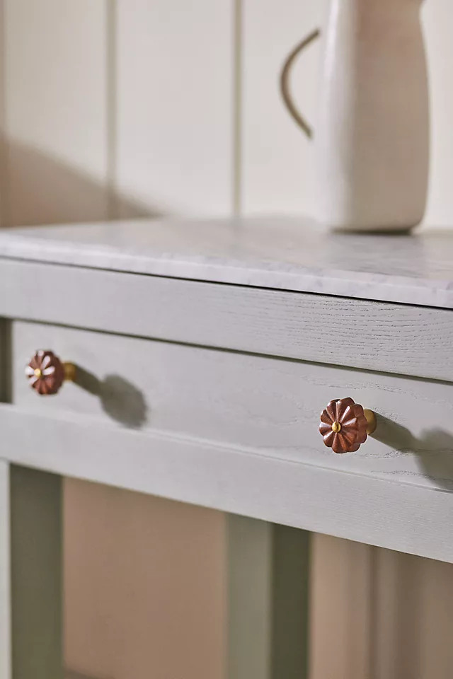 Farro Ribbed Wood and Brass Knobs, Set of 2 | Anthropologie (US)
