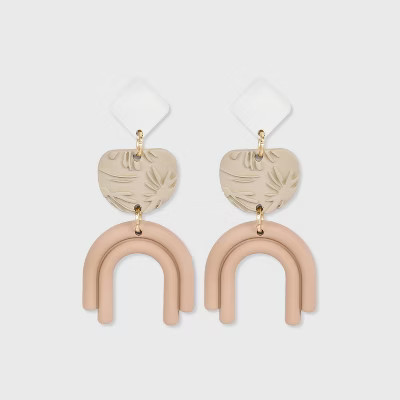Embossed Floral and Double Arc Drop Earrings - Universal Thread™ | Target