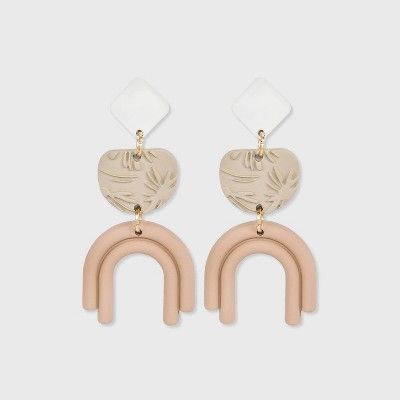 Embossed Floral and Double Arc Drop Earrings - Universal Thread™ | Target