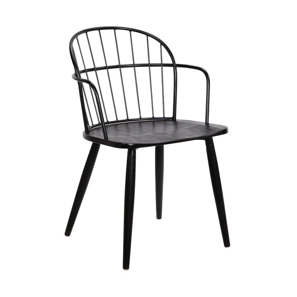 Bradley Steel Framed Side Chair In Black Powder Coated Finish And Black Brushed Wood | 1stopbedrooms