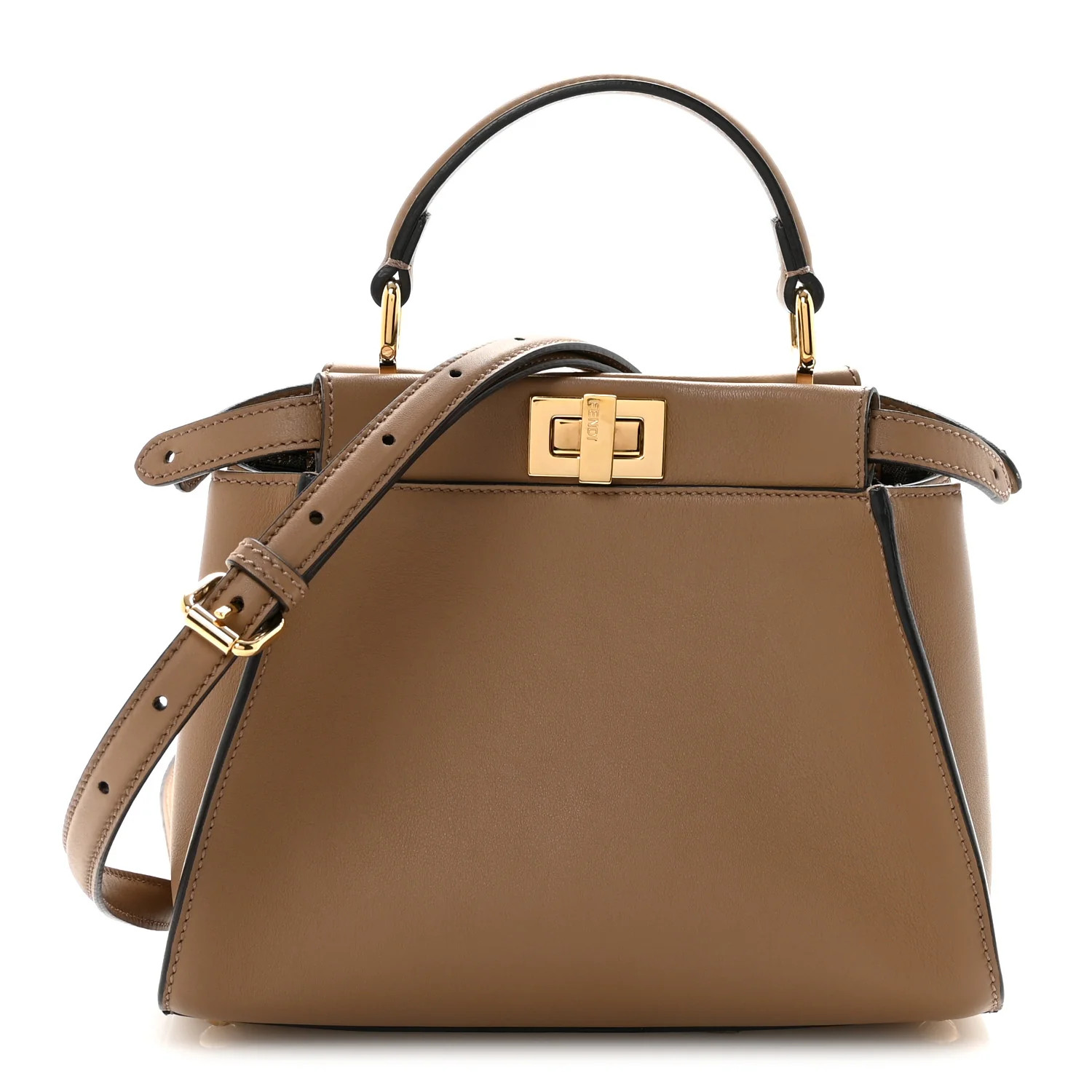 Vitello Seta Fabric Jacquard FF 1974 Mini Peekaboo Iconic Satchel Sand Tobacco Moro | FASHIONPHILE (US)