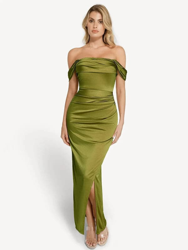 Shapewear Shine Allure Mini & Maxi Sculpting Dress Set Maxi Dress / Green / XS | Popilush