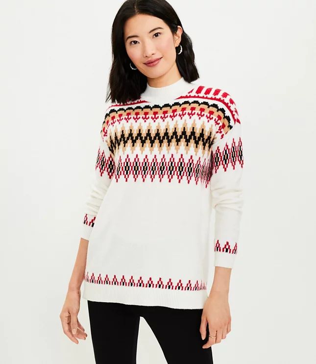 Fair Isle Mock Neck Tunic Sweater | LOFT
