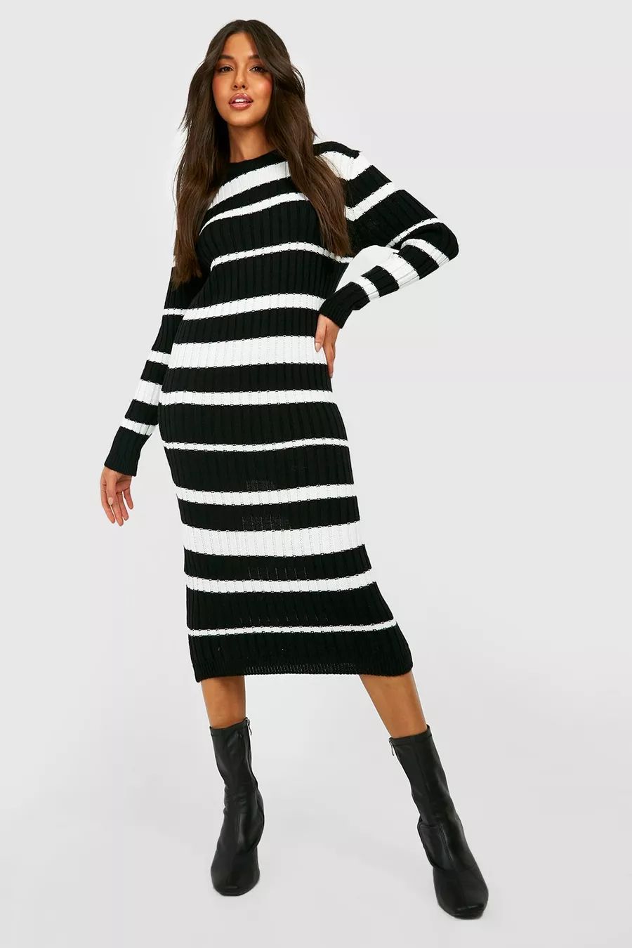 Stripe Knitted Midi Dress | boohoo (US & Canada)