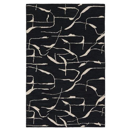 Jaipur Living Noir Modern Black Wool Cream Abstract Patterned Rug - 5'x8' | Kathy Kuo Home
