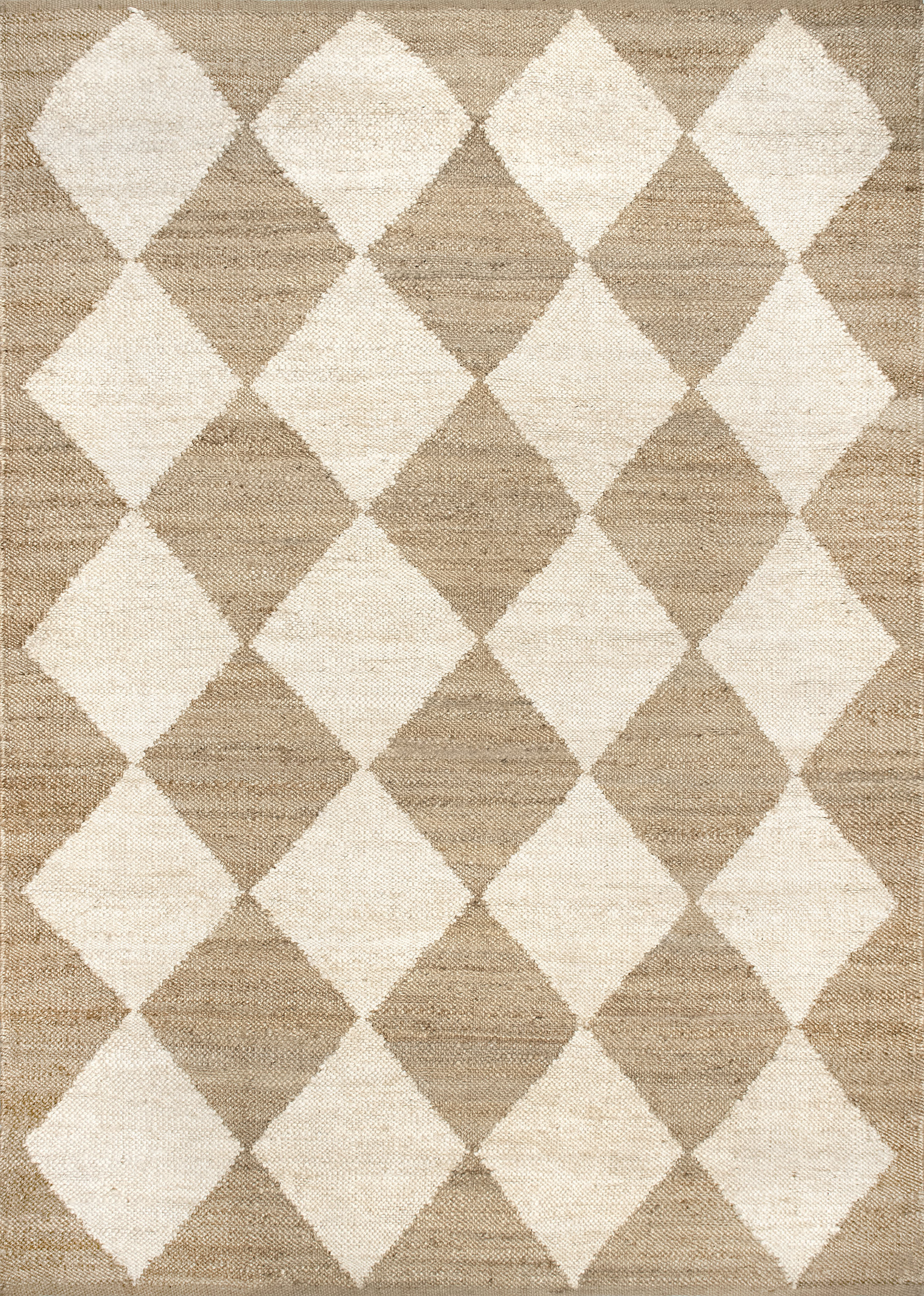 Natural Louie Diamond Checkerboard Jute 9' 6" x 13' 6" rug | Rugs USA