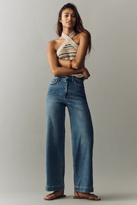 Anessa 31" High Rise Wide Leg Braid Jeans | Anthropologie (US)