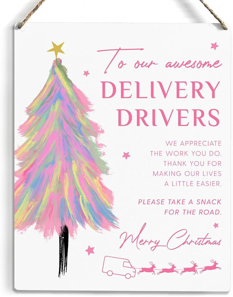 HTBIG Vintage Delivery Driver Thank You Sign, Delivery Driver Snack Station Wood Wall Hanging Sig... | Amazon (US)