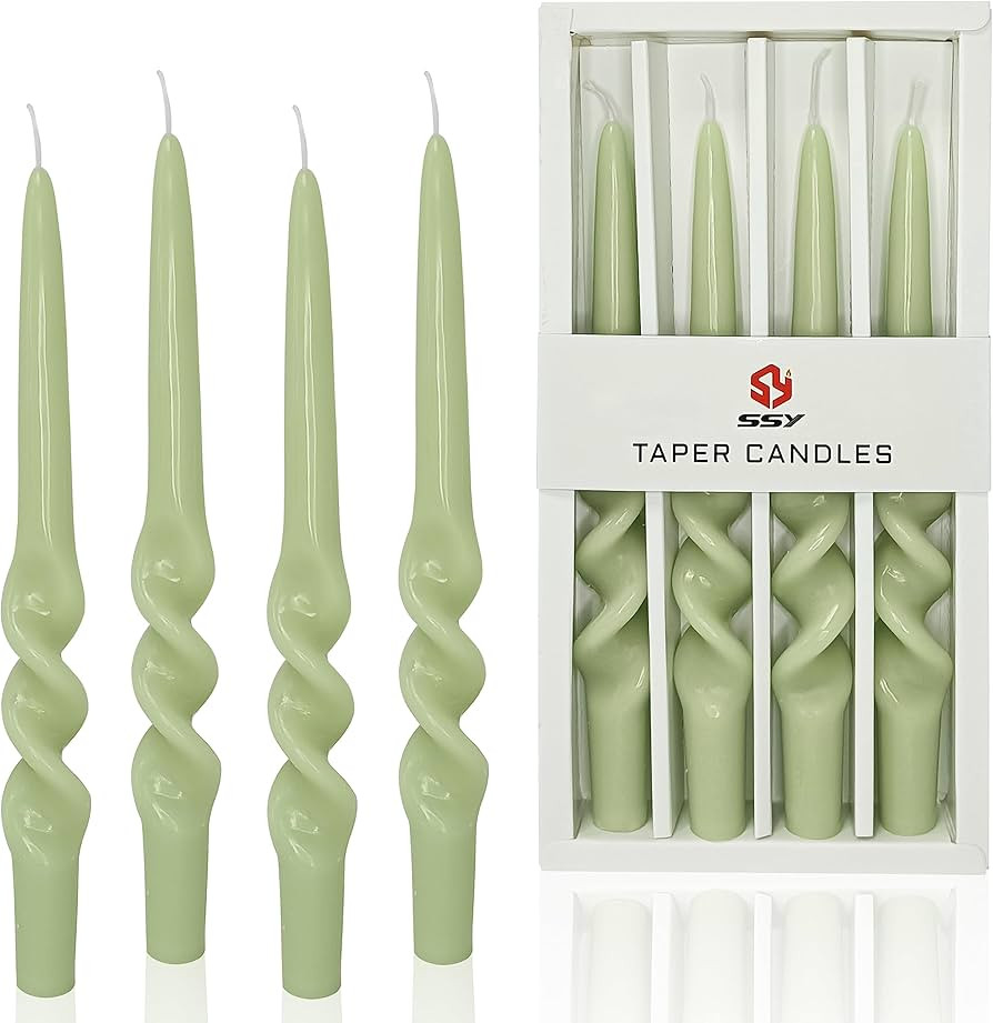 Handmade Spiral Candle Taper Candles -SPIGAYWA 9inch 4Pcs Dripless Taper Candles Long Candles Twi... | Amazon (US)
