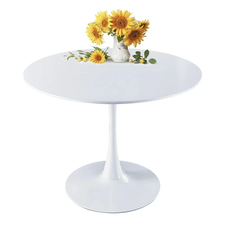 ENYOPRO 42.2" Round Tulip Table in White, Mid-Century Modern Dining Table with Round Top and Pede... | Walmart (US)