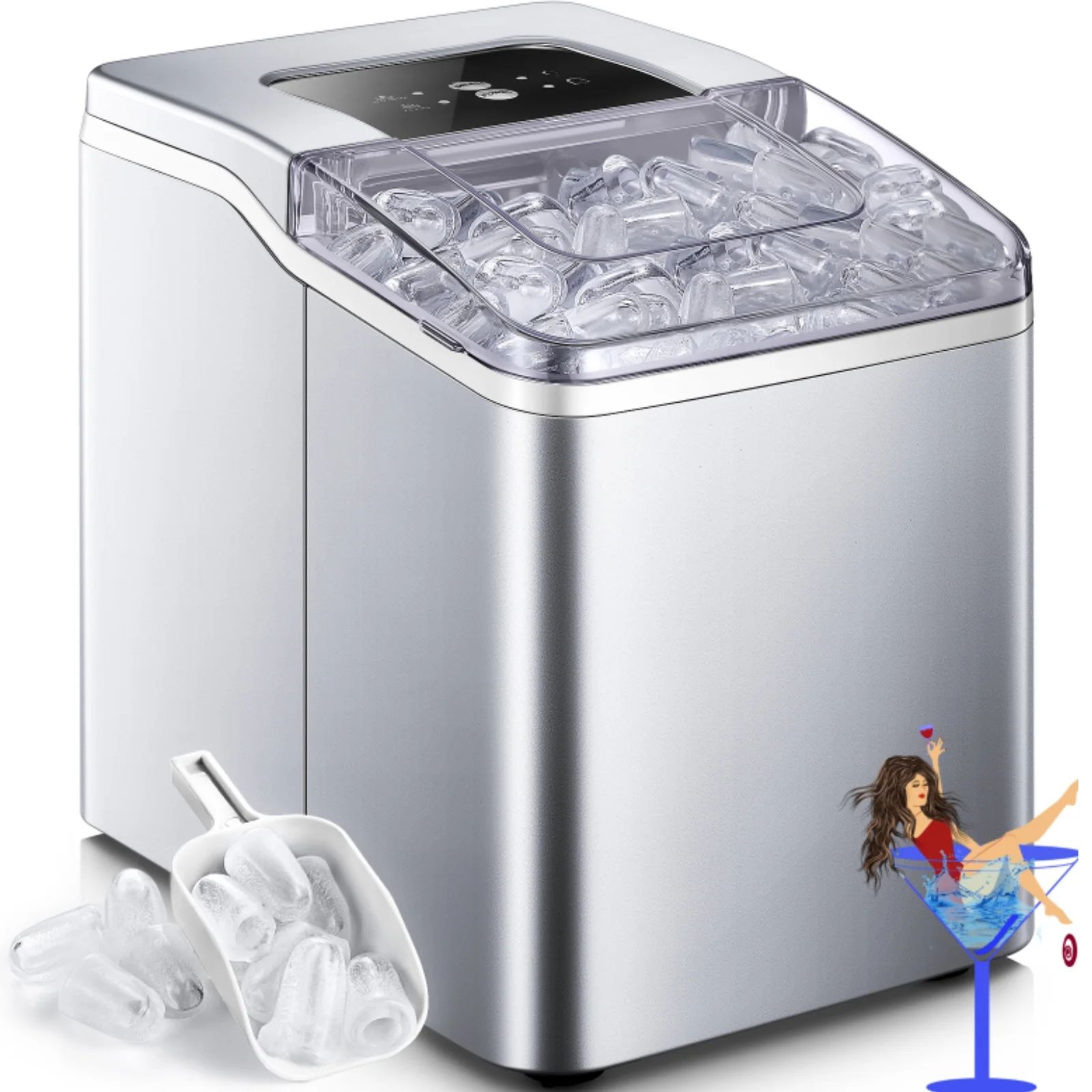 Ice Maker Countertop 2 Ice Sizes, 30 lbs Bullet Ice in 24H, Self-Clean, 9 Cubes in 5 Mins | Walmart (US)