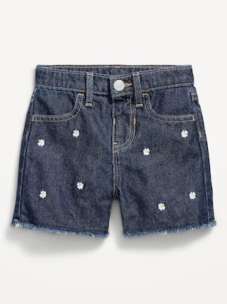 Embroidered Frayed-Hem Jean Shorts for Toddler Girls | Old Navy (US)