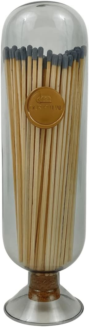 OUR RITUAL | Premium Decorative Wooden Matches in a Jar, Tall Match Cloche Glass with Striker and... | Amazon (US)