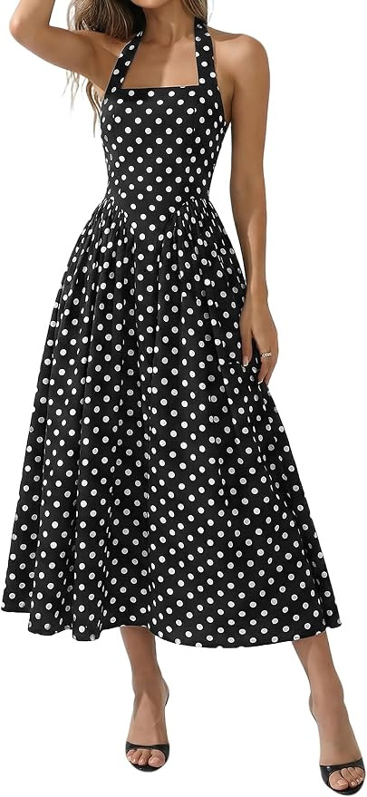 Polka Dot Dress for Women Vintage Tea Party Halter Maxi 2026 | Amazon (US)
