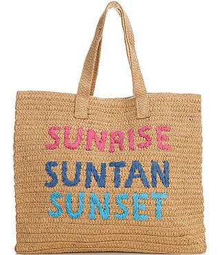 Btb Los Angeles Sunrise Suntan Sunset Straw Tote Bag - Sand Fuchsia Rainbow | Dillard's