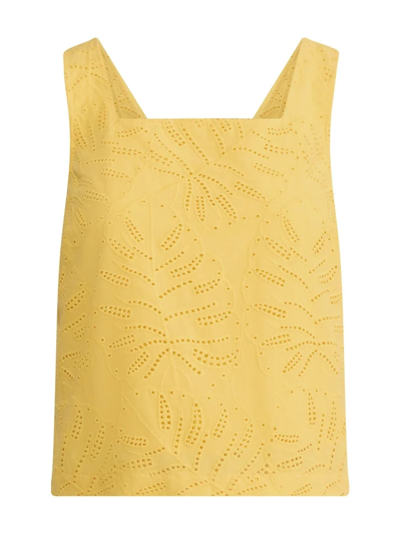Time and Tru Women's and Women's Plus Eyelet Leaf Pattern Cotton Tank Top, XS-4X | Walmart (US)