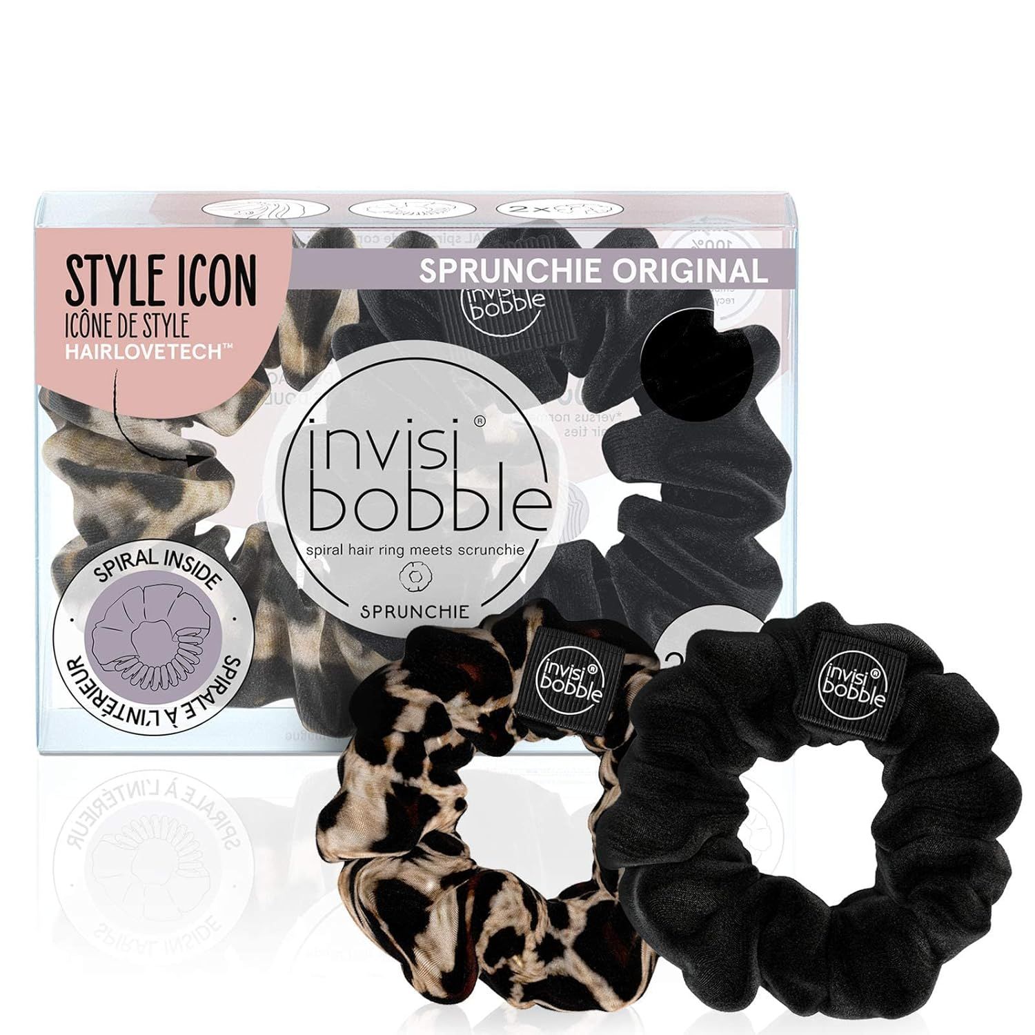 invisibobble Sprunchie Spiral Hair Ring - True Black and Purrfection- 2 Pack- Scrunchie Stylish B... | Amazon (US)