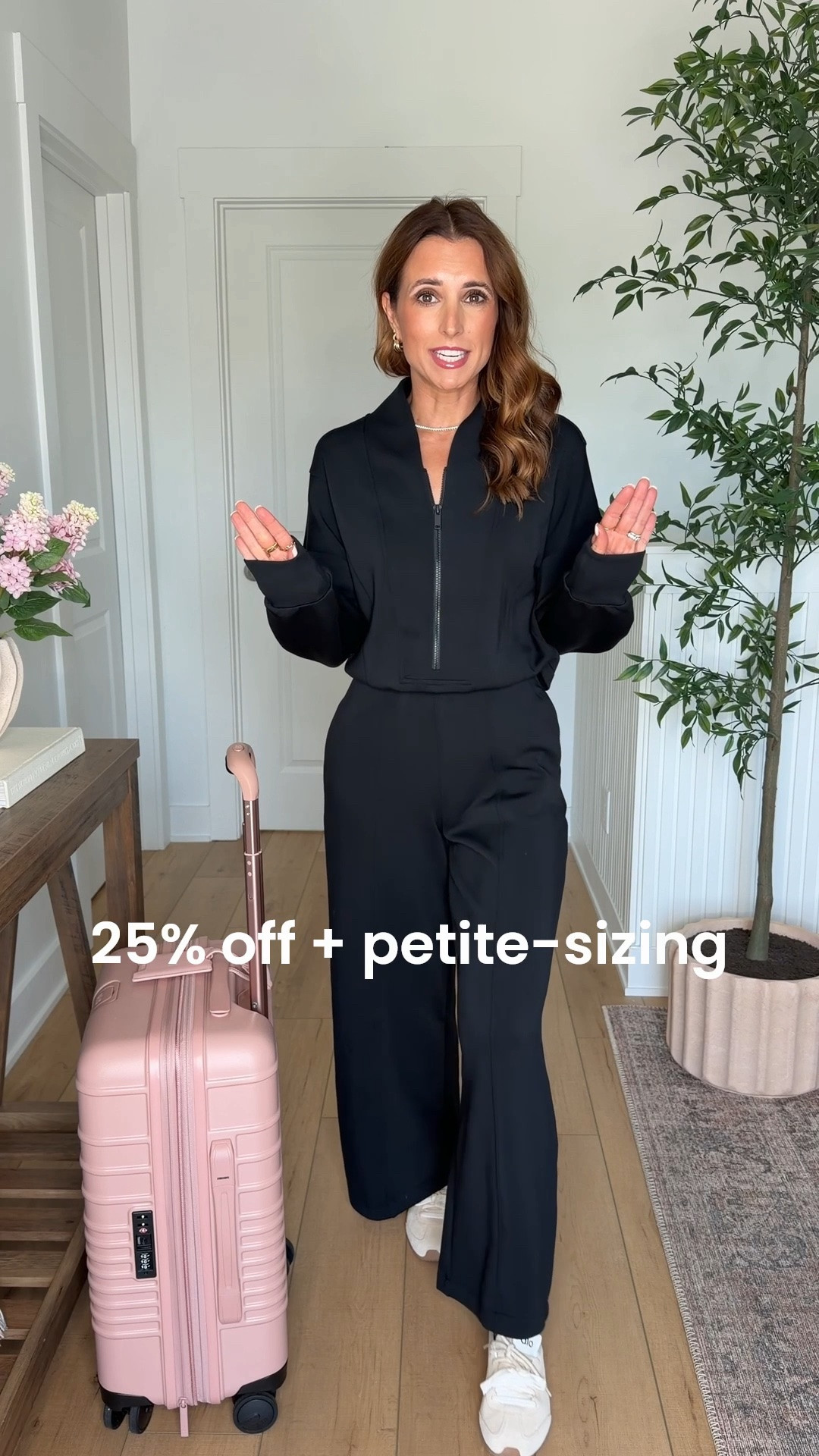 25% off Spanx AirEssentials with code AE 25. New petite-friendly jumpsuit in XS petite, runs a little big so consider sizing down. Bathroom-friendly! Travel outfit. Airport outfit. Elevated casual outfit. Casual outfit. Sneaker mules are TTS. Beis luggage set.

#LTKgrwm #LTKTravel #LTKPetite
