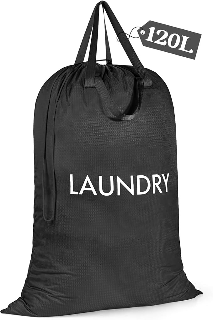 Amazon.com: MissBoy 120L Heavy Duty Nylon Laundry Bag with Shoulder Handles, Tear-Resistant & Spl... | Amazon (US)