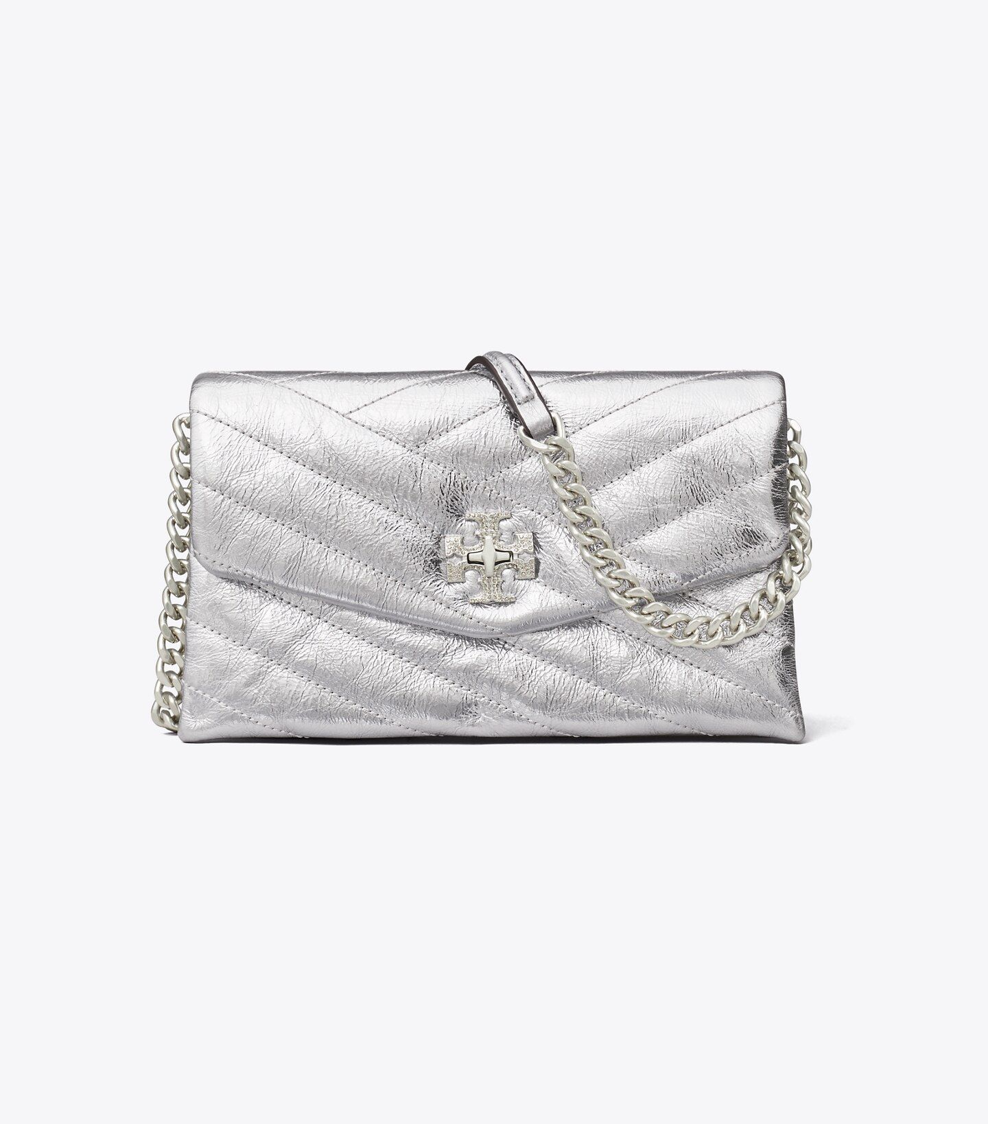 Kira Chevron Metallic Pave Logo Chain Wallet: Women's Designer Mini Bags | Tory Burch | Tory Burch (US)