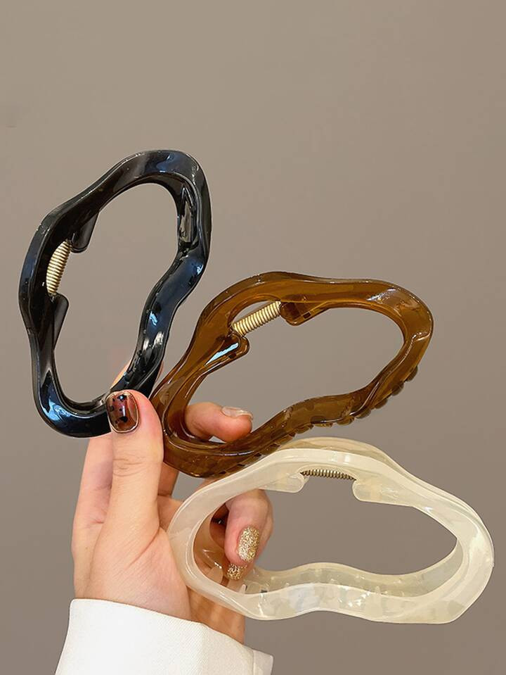 3pcs Women's Summer Cloud-Shaped Jelly Hair Clips In Black, Beige & Brown, 11cm/4.33in, Fashionab... | SHEIN