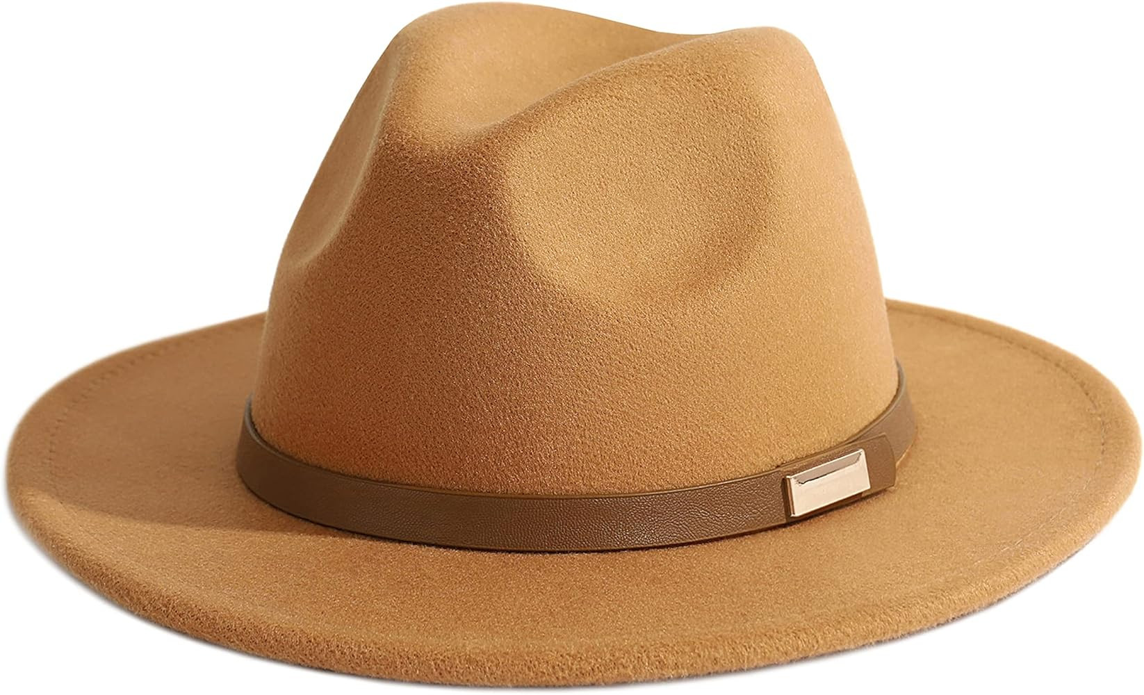 Gossifan Fedora Hats for Men Wide Brim Panama Hat with Classic Belt | Amazon (US)