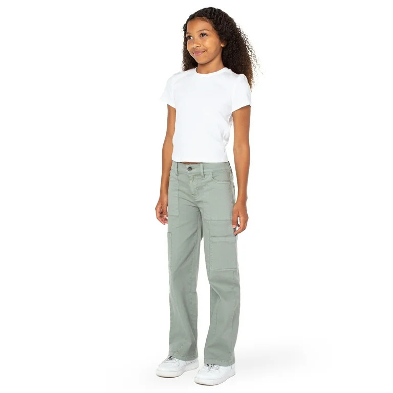 Celebrity Pink Girls Mid Rise Wide Leg Cargo Pants, Sizes XS-XXL | Walmart (US)