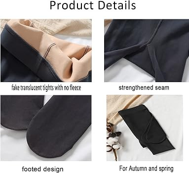 Fleece Lined Tights Women Fake Translucent Warm Fleece Pantyhose Winter Thick Thermal Tights Blac... | Amazon (US)