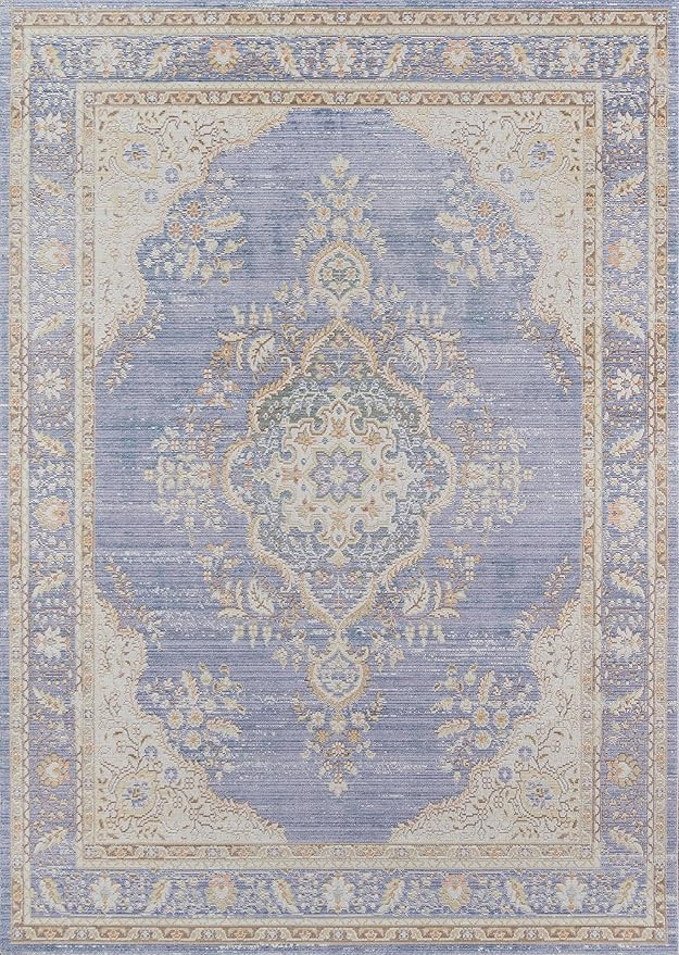 Momeni Rugs Isabella Traditional Medallion Flat Weave Area Rug, 5'3" X 7'3", Periwinkle | Amazon (US)