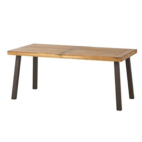 Christopher Knight Home Della Acacia Wood Dining Table, Natural Stained with Rustic Metal | Amazon (US)