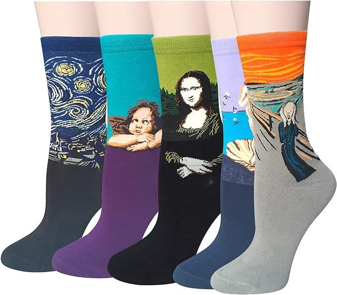 Chalier Womens Famous Painting Art Printed Fun Socks Casual Cotton Cool Novelty Funny Socks for W... | Amazon (US)