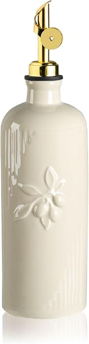 Sweejar Ceramic Olive Oil Dispenser Bottle for Kitchen Counter, 20 oz Oil Dispenser with Gold Spo... | Amazon (US)