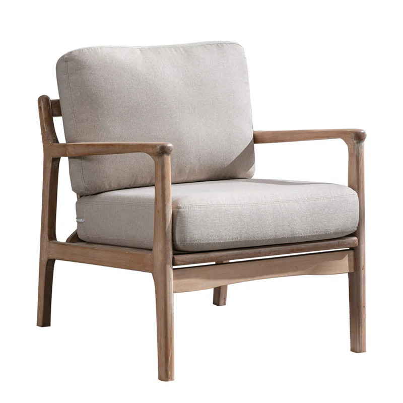 Jincy 25" Wide Linen Upholstered Arm Accent Chair with Wooden Legs | Wayfair North America