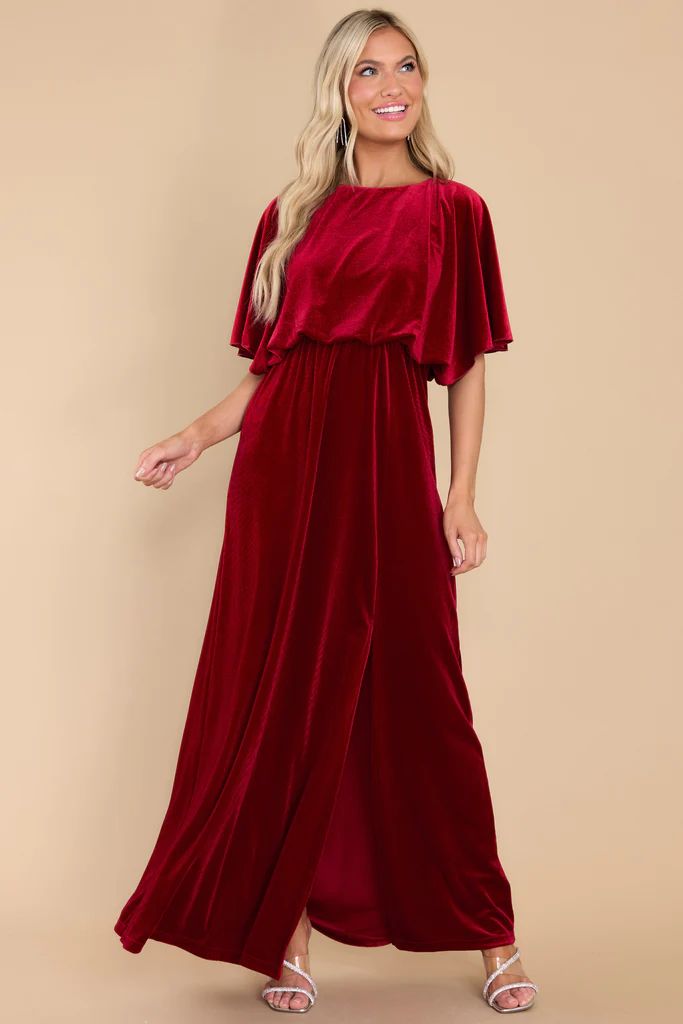 Ready For Tonight Dark Red Velvet Maxi Dress | Red Dress 