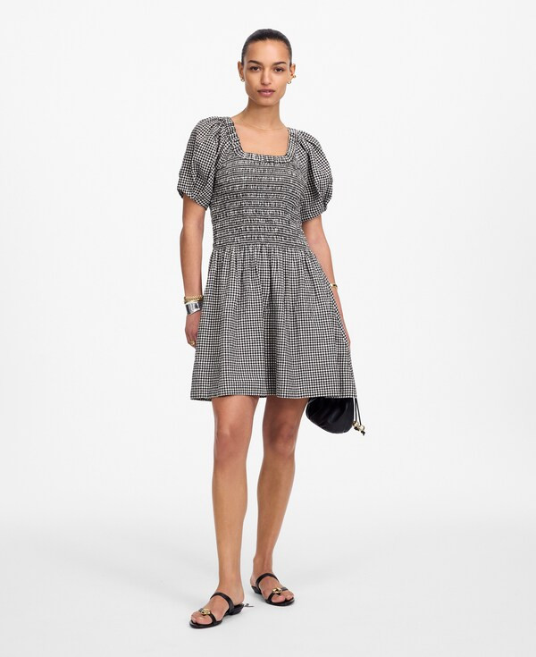 Smocked U-Neck Mini Dress in Gingham | Madewell