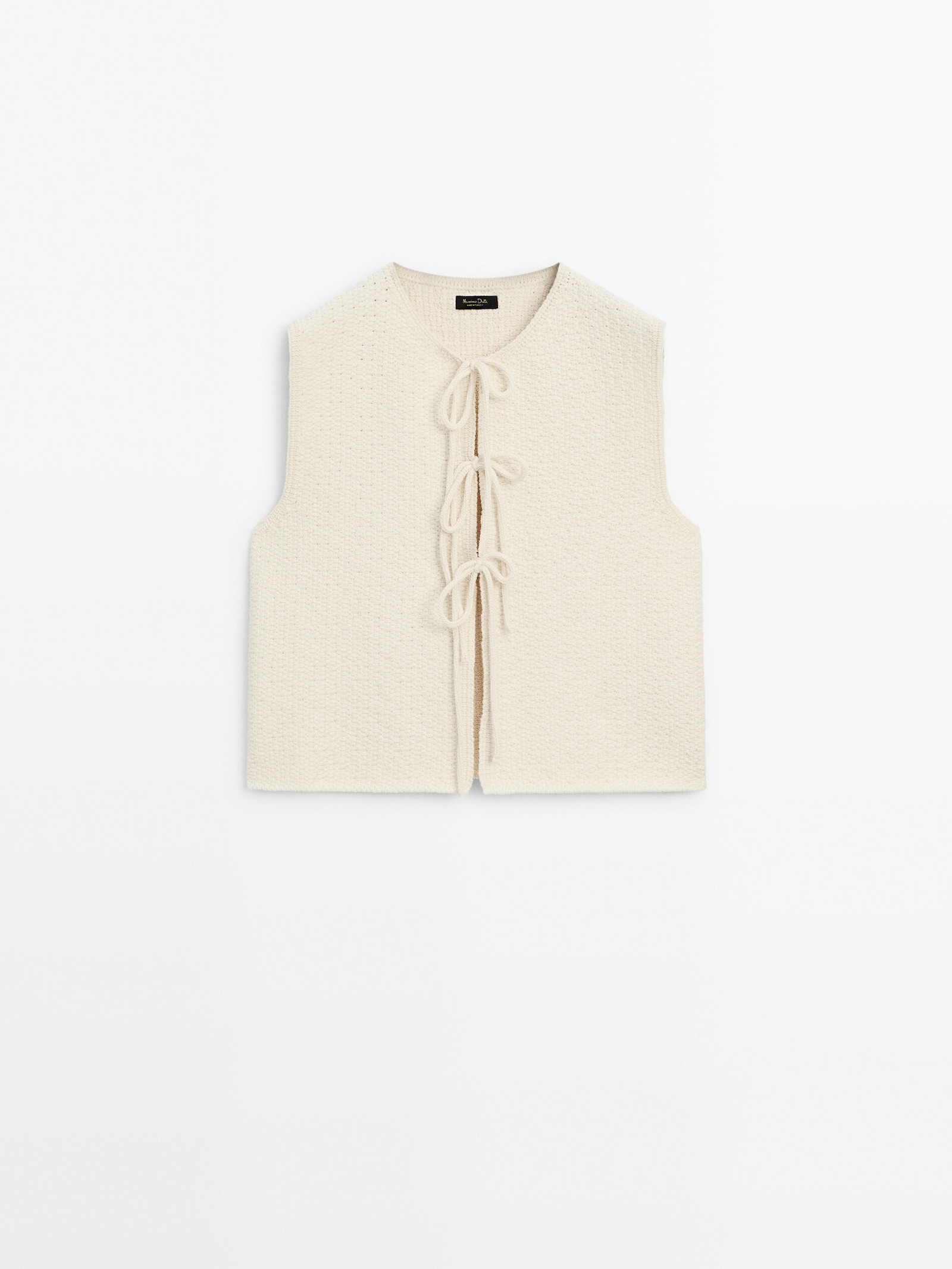 Knit vest with crew neck and tie details | Massimo Dutti UK