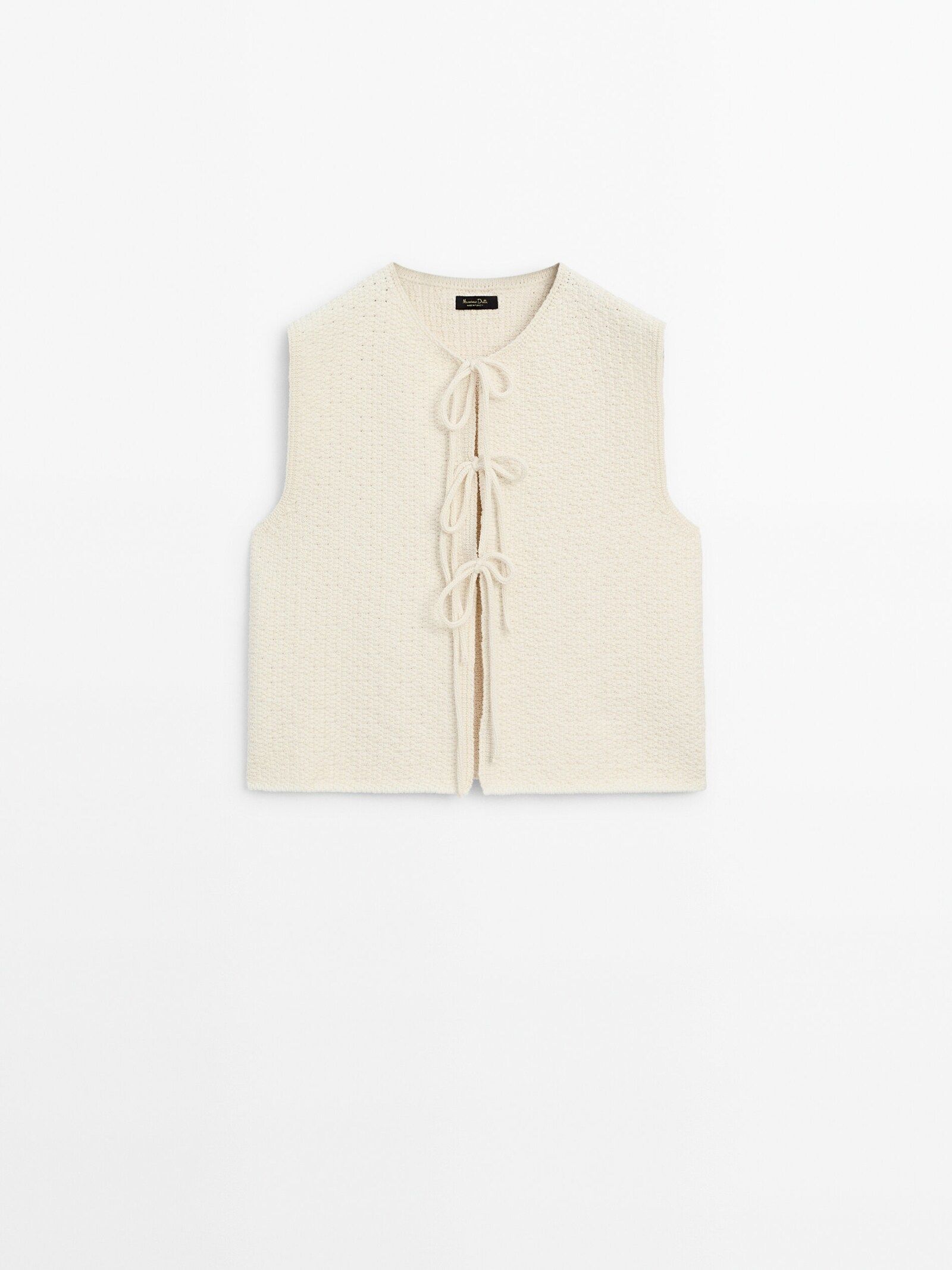 Knit vest with crew neck and tie details | Massimo Dutti UK