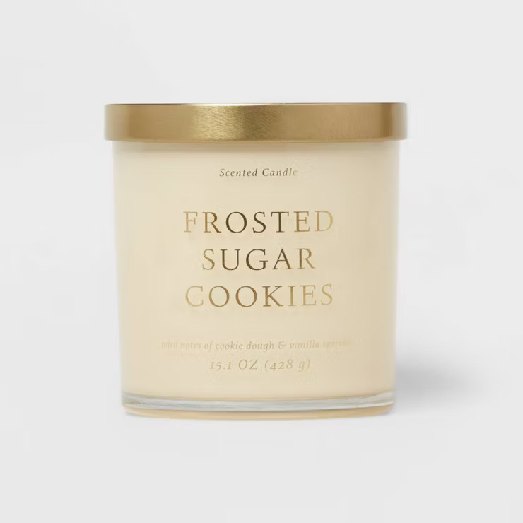 15.1oz Frosted Sugar Cookie Solid Color Glass Candle White - Opalhouse™ | Target