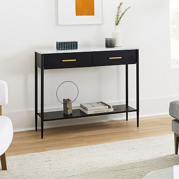 Metalwork Console With Marble Top - Hot-Rolled Steel Finish | West Elm (US)