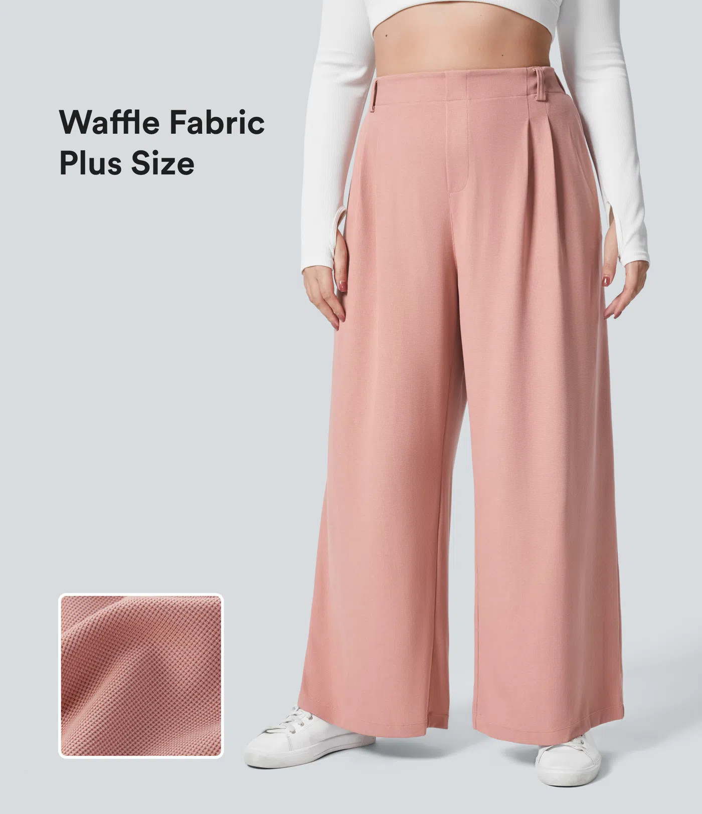 Women’s Halara Flex™ High Waisted Pocket Wide Leg Waffle Work Plus Size Pants - Halara | HALARA