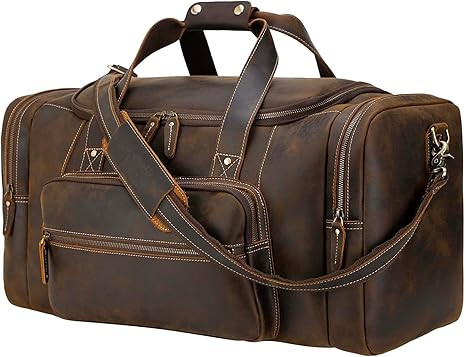 Polare 23" Full Grain Cowhide Leather Gym Duffle Weekender Overnight Travel Duffel Bag For Men 42... | Amazon (US)