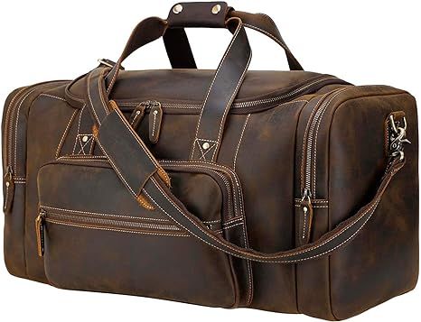 Polare 23" Full Grain Cowhide Leather Gym Duffle Weekender Overnight Travel Duffel Bag For Men 42... | Amazon (US)