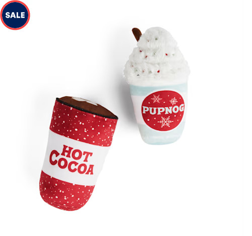 Merry Makings Plush Hot Cocoa and Pupnog Dog Toy, Small, Pack of 2 | Petco